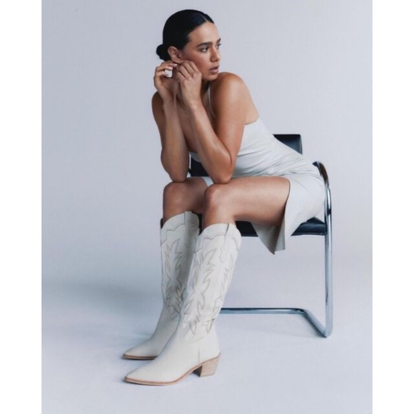 Dolce Vita Solei Western Boots in White Leather Size 10 NEW WITH TAGS - Picture 5 of 15